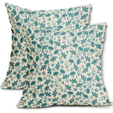 Housses de coussin fleuries vintage 45x45 cm, lot de 2, housses de coussin rustiques en lin noir et marron pour canapé, lit, décoration de style