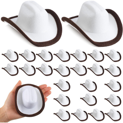 12 Mini Chapéus de Cowboy do Oeste, Feltro, 10cm
