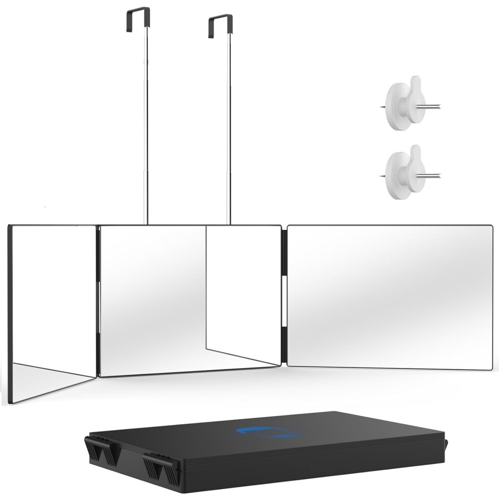 3-Way Adjustable Mirror for Haircut and Makeup, HD Anti-Fog