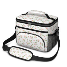 Borsa termica per il pranzo con stampa floreale, adatta a uomini e donne – A prova di perdite, con tracolla regolabile, 25x17x20 cm, compatibile