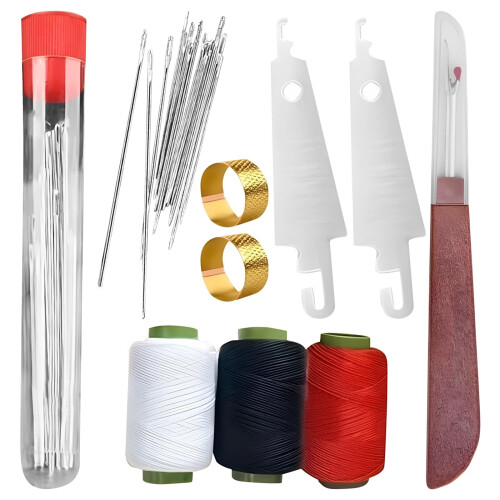 Set de scule de cusut, kit de cusut manual cu ajutor de înfilare, 37 de piese