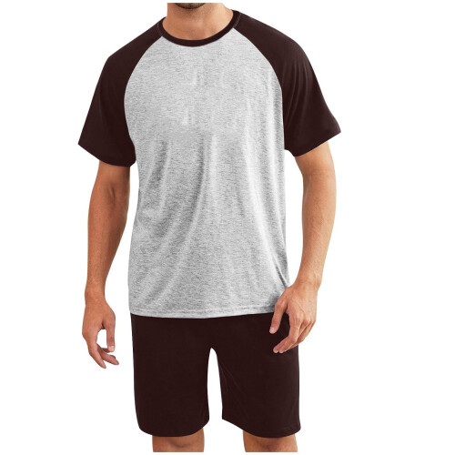 Σετ πιτζάμας για άνδρες, καλοκαιρινά ρούχα ύπνου, ελαφριά πουκάμισα με κοντό