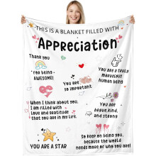 Thank You Gifts for Women & Men – Employee, Teacher, Nurse Appreciation Blanket Throw (50"x60"), White Elephant, Christmas/Birthday – Compatible