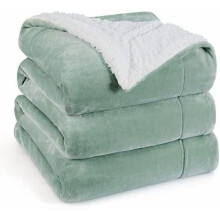 Sherpa Fleece Blankets King Size for Bed - Thick and Warm, Soft Fuzzy Plush King Blanket for Winter, Sage Green, 108x90 Inches