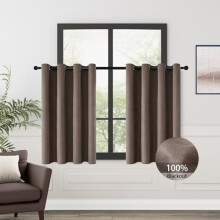 Linen Blackout Curtains 52x90 in, 2 Panels, Grommet Top