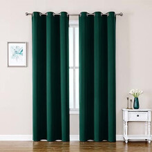 Grommet Blackout Curtains for Bedroom and Living Room - 2 Panels Set Thermal Insulated Room Darkening Curtains (Forest Green, 42W x 84L)