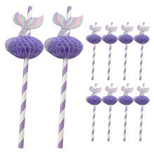 Canudos de papel biodegradáveis violeta de 20 cm