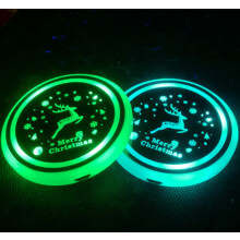 LED podtácky pod hrnky do auta, 7barevné, napájené z USB, 2 kusy