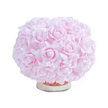 Lampada a forma di rosa rosa – Graziosa lampada da scrivania/comodino con motivo floreale, treppiede dorato, adatta per camera da letto, matrimoni,
