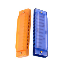 6Pièces Harmonica Bleue+orange 10 Trous Jeu Plastique Cadeau Débutant