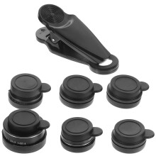 7-i-1-teleobjektiv smarttelefonkameraobjektiv med svart aluminiumslegering og glass 12 x 9 x 4 cm