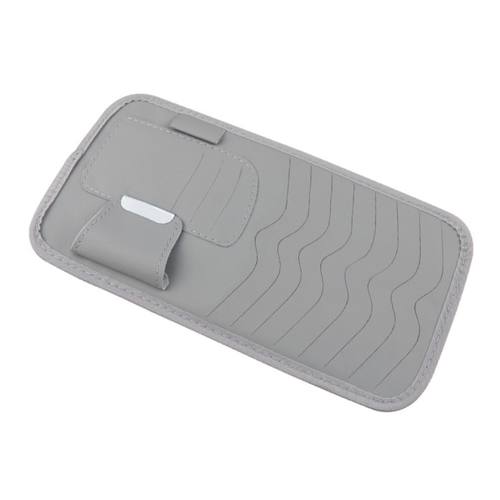 Car Visor Cd Case Organizer 11.8X6.3inch Lightweight Multipurpose Pu Leather Grey 9193271695202