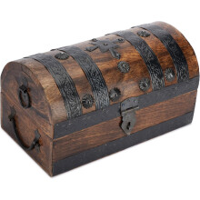 Piratenschatzkiste aus Mangoholz, 28 x 15 x 15 cm