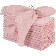 Lot de 12 serviettes de table en coton, faites main, couleur unie, lavables, idéales pour les dîners, les fêtes et les mariages, 43 x 43 cm.