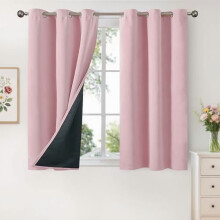 100% Blackout Curtains 42x45", Thick Thermal Insulated, Baby Pink, 2 Panels, Compatible with Kids Bedroom