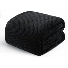 Fleece-Bettdecke, Einzelbettgröße, Schwarz, 229 x 168 cm