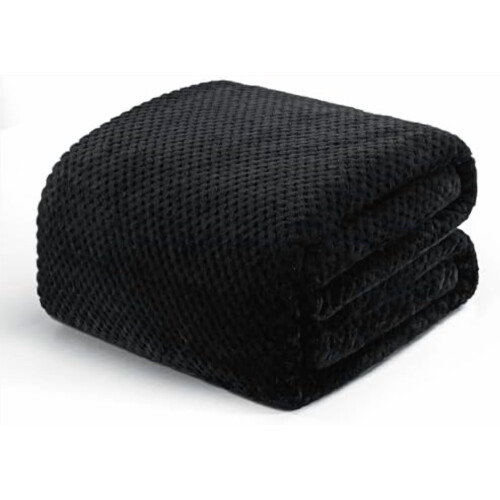 Fleece-Bettdecke, Einzelbettgröße, Schwarz, 229 x 168 cm