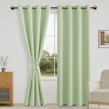 Blackout Curtains for Bedroom with Tiebacks – Room Darkening, Privacy, Grommet Top, Seafoam Green, 52x96", Set of 2