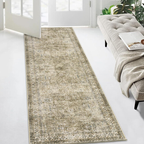 Χαλί για διάδρομο Taupe 60 x 180 εκ. Πλενόμενο αντιολισθητικό