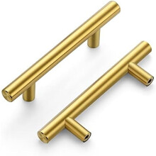 Lot de 35 poignées de meuble de 12,7 cm (5 po) en laiton brossé et acier inoxydable. Poignées de tiroir et de placard pour cuisine. Longueur :