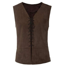 Colete Pirata Masculino Vintage Medieval com Cadarço, Decote em V, Sem Mangas, para Cosplay, Apresentações, Festa de Halloween e Jogos de