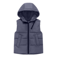 Graue Kinderweste mit Kapuze, gefüttert und ärmellos – Warme Herbst-/Winterbekleidung für Jungen und Mädchen von 3-11 Jahren (4Y)