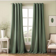 Sage Green Velvet Grommet Curtains 52x84 in Set of 2