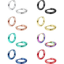 8 párů náušnic z nerezové oceli 316L pro muže a ženy, hypoalergenní, kroužky s motivem chrupavky/šroubovice/laloku, 18G/20G, 8-14mm