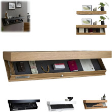 Designer-Wandregal mit Geheimfach, schwebendes Aufbewahrungsregal für Wohnzimmer oder Büro – Weiß