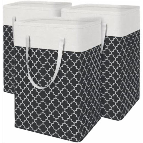 Conjunto de 3 cestos de roupa dobráveis de 75L
