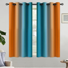 Orange and Blue Blackout Curtains Thermal Insulated 52x54