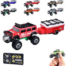 Mini RC terénní vůz v měřítku 1:64 s LED světly a duálním ovládáním - dokonalá hračka pro vnitřní i venkovní dobrodružství