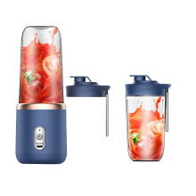 Portable 13oz Blender with 6 Blades, 2 Cups & Travel Lids, USB Rechargeable – Blue