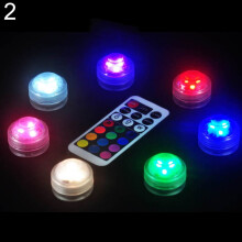Luminária LED submersível redonda para aquário com controle remoto e mudança de cor, multicolorida, com 21 botões.