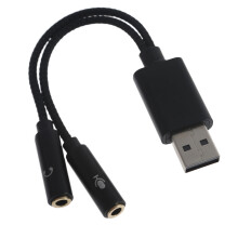 USB-A auf 3,5-mm-Klinkenstecker Mikrofon-Headset-Aux-Adapter USB-Soundkarte Stecker auf 2 Buchsen Audioadapter für Windows 10/8.1/8/7