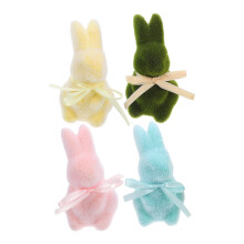 4 stuks paashaasjes van mos, miniatuur konijntjes voor tuindecoratie, fluweelachtige konijntjes als tafeldecoratie.