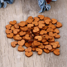 OUNONA 100pcs Wooden Heart Embellishments for Wedding Decor Brown Love Shape Craft Buttons