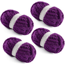 4-Pack Chunky Chenille Yarn for Hand Knitting & Crocheting – Super Bulky, Jumbo Fluffy, 28.4 yds/7.7 oz per Skein
