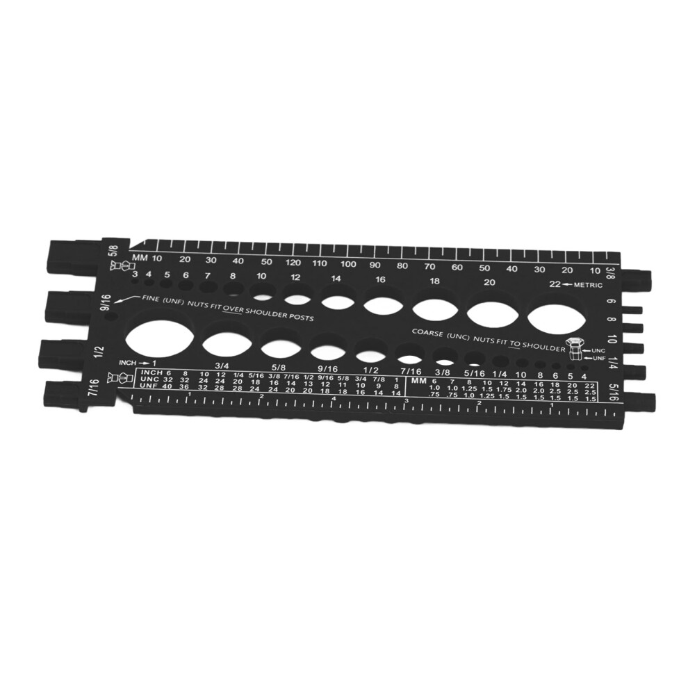Black Nut And Bolt Thread Gauge Multi-Functional Inch & Metric Fastener Checker 3771384662685