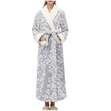 Halat de noapte pentru femei, din fleece Arctic, cu mânecă lungă, din jacquard – croială lejeră, mărime mare (M-3XL), compatibil cu ținutele