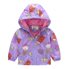 Vestes décontractées pour petits garçons et filles, imprimé dessin animé, à capuche, fermeture éclair, manches longues, coupe-vent, pour 3-4