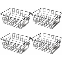 Cesta de almacenamiento de alambre blanco de 28 cm de ancho x 35,5 cm de largo x 15 cm de alto.