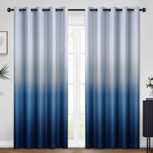 84" ombré termálne závesy, sivo-modrý gradient, blokovanie svetla, zatemňovacie závesy s očkami (2 panely, 62Šx84D)