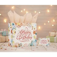 Ensemble de pochettes cadeaux d'anniversaire avec mouchoirs en papier et carte