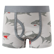 Calzoncillos tipo bóxer cómodos para niño con estampado de tiburones de dibujos animados y diseño de patchwork. Tejido suave y duradero.