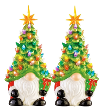 Upplyst julgran med tomte i harts 15 cm