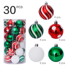 30Pcs Christmas Balls Set, 2.36" Shatterproof Christmas Tree Balls Ornaments for Christmas Tree Red & White Tree Decoration Balls Christmas Baubles