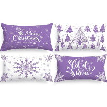 Housses de coussin de Noël 30 x 30 cm, lot de 4, motif flocons de neige rouges