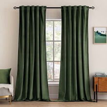 Velvet Curtains 72x84 inch, Olive Green, 2 Panels, Room Darkening, Thermal Insulated, Back Tab, for Sliding Doors – Compatible with Standard Rods