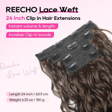 Extensiones de cabello rizado con clip JINYUN, 4 piezas, 24", trama de encaje, rizado corto, marrón chocolate, compatible con cabello natural.